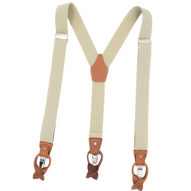 NEW Men's Brown Leather Brace With 3 Vintage Clasps Y Suspender for pants suits NEW Men's Brown Leather Brace With 3 Vintage Clasps Y Suspender for pants suits